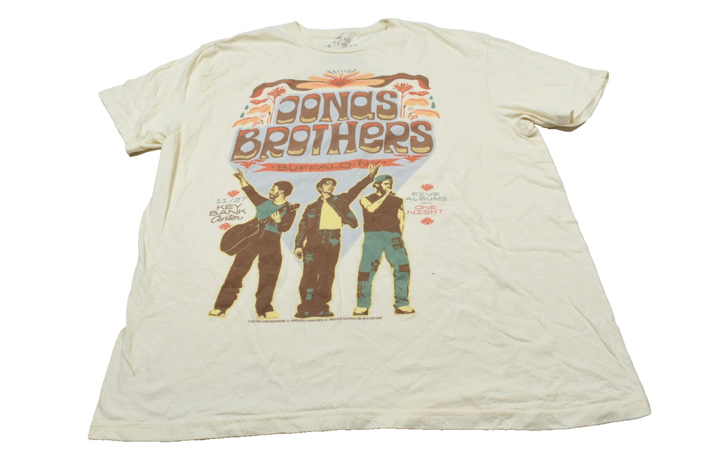 Jonas Brothers Buffalo NY Tour T-Shirt Adult XL Beige Short Sleeve Crew Neck